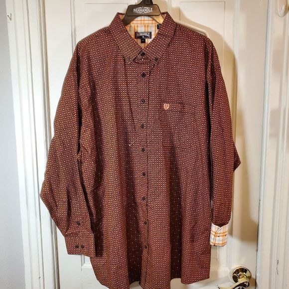 NEW Panhandle Select Peached Poplin Print Long‎ Sleeve Button Down Shirt XXL - Picture 1 of 9